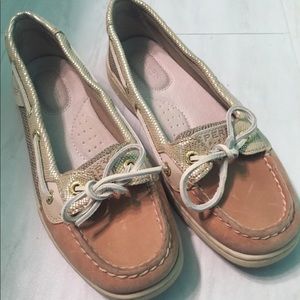 Sperry Top-sider gold boat shoes, size 6